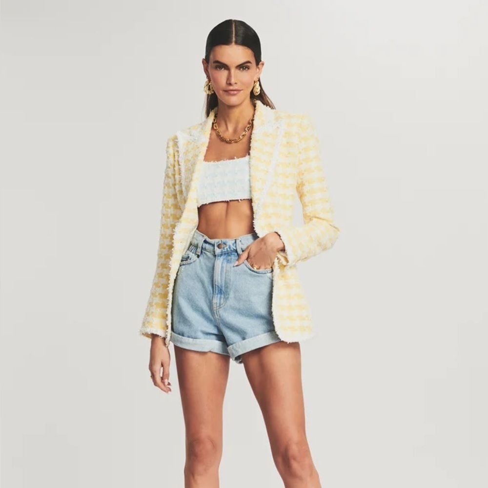 Retrofete Yellow & White Tweed Blazer